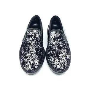 Jimmy Choo Black Velvet Glitter Slip-On Sneakers Patent Trim Mens EUR 40.5/US 8 Jimmy Choo Black Velvet Glitter Slip-On Sneakers Patent Trim  main image 2